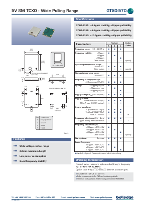 GTXO-570C Datasheet PDF Golledge Electronics Ltd