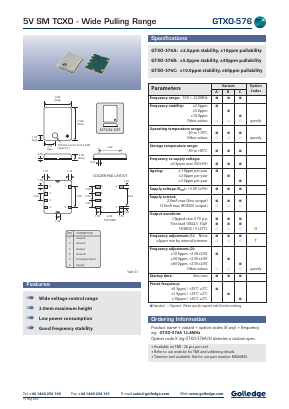 GTXO-576C Datasheet PDF Golledge Electronics Ltd