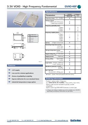 GVXO-46F Datasheet PDF Golledge Electronics Ltd