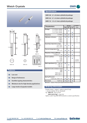 GWX-15I Datasheet PDF Golledge Electronics Ltd