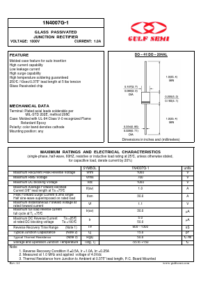 1N4007G-1 Datasheet PDF Gulf Semiconductor