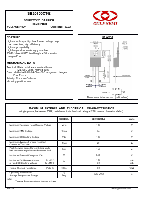 SB20100CT-E Datasheet PDF Gulf Semiconductor