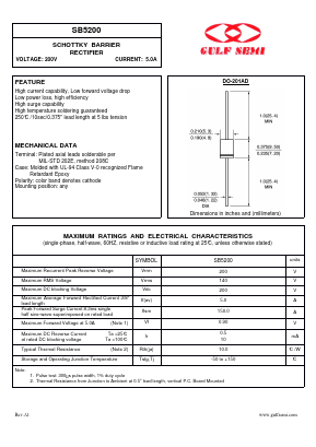 SB5200 Datasheet PDF Gulf Semiconductor