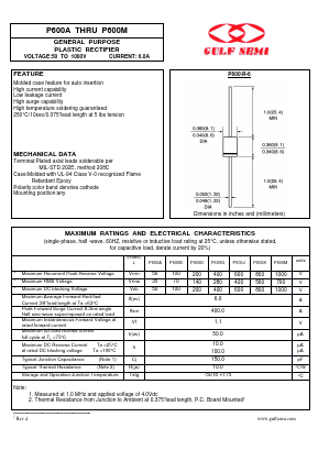 P600D Datasheet PDF Gulf Semiconductor