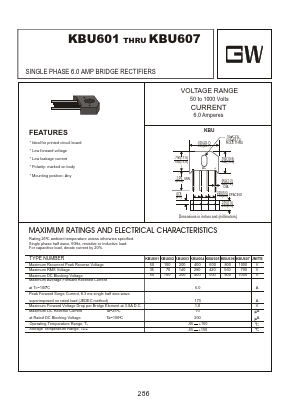 KBU601 Datasheet PDF Goodwork Semiconductor Co., Ltd.
