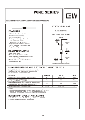 P6KE600A Datasheet PDF Goodwork Semiconductor Co., Ltd.