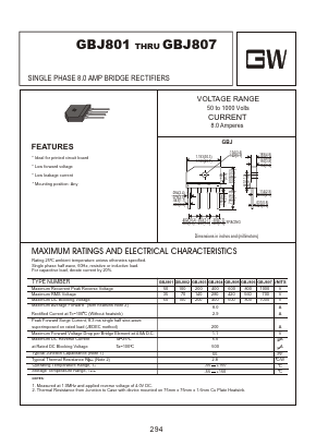 GBJ802 Datasheet PDF Goodwork Semiconductor Co., Ltd.