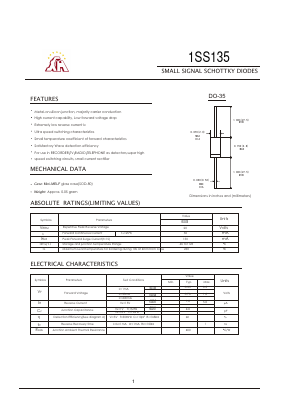 1SS135 Datasheet PDF Gaomi Xinghe Electronics Co., Ltd.