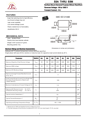 S3A Datasheet PDF Gaomi Xinghe Electronics Co., Ltd.
