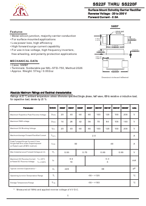 SS220F Datasheet PDF Gaomi Xinghe Electronics Co., Ltd.
