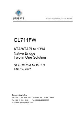 GL711FW Datasheet PDF Genesys Logic