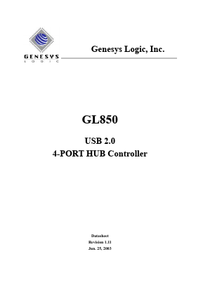 GL850 Datasheet PDF Genesys Logic