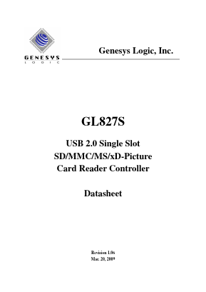 GL827S-OHG Datasheet PDF Genesys Logic