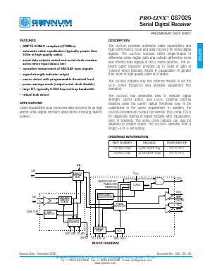 GS7025 Datasheet PDF Gennum -> Semtech