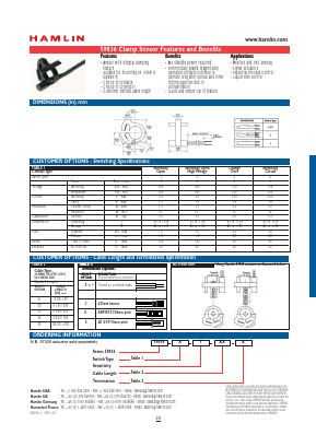 59036-X-T-01-C Datasheet PDF HAMLIN Position and Movement Sensor Solutions