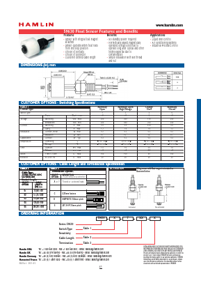 59630-1-T-04-C Datasheet PDF HAMLIN Position and Movement Sensor Solutions