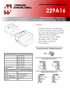229A16 Datasheet PDF Hammond Manufacturing Ltd.