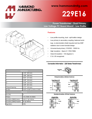 229E16 Datasheet PDF Hammond Manufacturing Ltd.