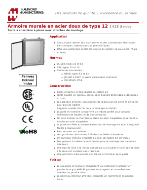 1418K16 Datasheet PDF Hammond Manufacturing Ltd.