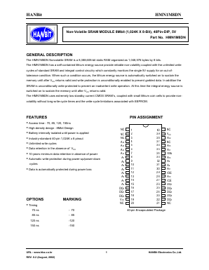 HMN1M8DN-85 Datasheet PDF Hanbit Electronics Co.,Ltd