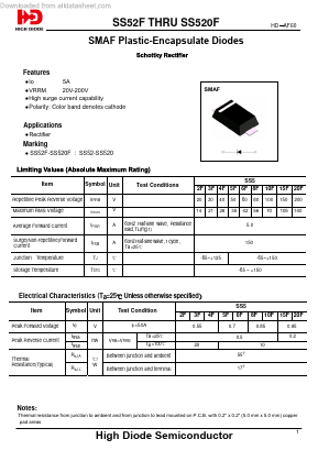 SS52F Datasheet PDF Jiangsu High diode Semiconductor Co., Ltd