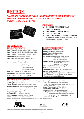 HAM10S-150072 Datasheet PDF HITRON ELECTRONICS CORPORTION