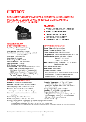 HDM11-12D-S15 Datasheet PDF HITRON ELECTRONICS CORPORTION
