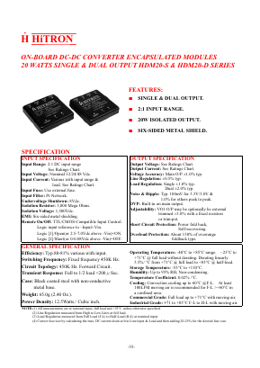 HDM20-24B-D05 Datasheet PDF HITRON ELECTRONICS CORPORTION