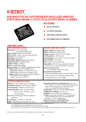 HDM25-5B-D15 Datasheet PDF HITRON ELECTRONICS CORPORTION