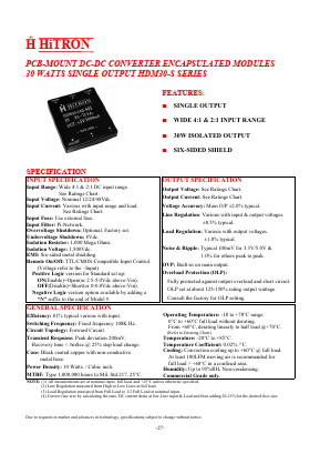 HDM30-24B-S24 Datasheet PDF HITRON ELECTRONICS CORPORTION