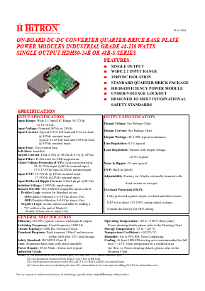 HDH80-48B-S025250 Datasheet PDF HITRON ELECTRONICS CORPORTION