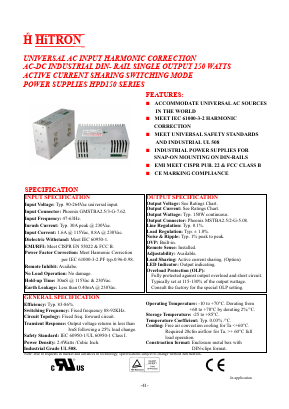 HPD150-S120125 Datasheet PDF HITRON ELECTRONICS CORPORTION