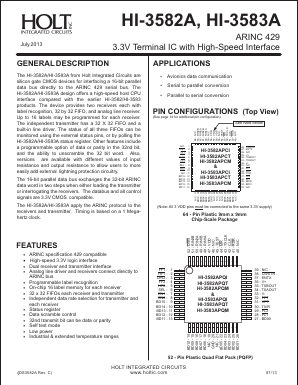 HI-3583APCTF Datasheet PDF Holt Integrated Circuits