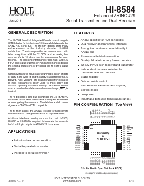 HI-8584 Datasheet PDF Holt Integrated Circuits