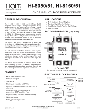 HI-8050PQT Datasheet PDF Holt Integrated Circuits