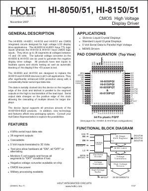 HI-8050PQ Datasheet PDF Holt Integrated Circuits