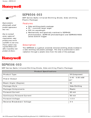 SEP8506-003 Datasheet PDF Honeywell Accelerometers