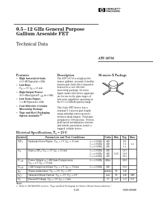 ATF-10736-TR1 Datasheet PDF HP => Agilent Technologies
