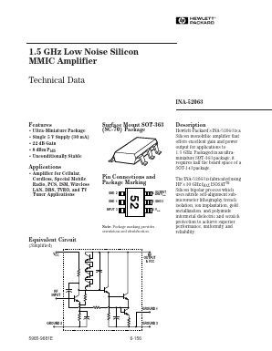 INA-52063 Datasheet PDF HP => Agilent Technologies