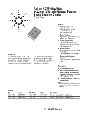HDSP-511A-KJ000 Datasheet PDF HP => Agilent Technologies