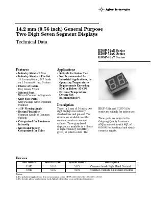 HDSP-521G Datasheet PDF HP => Agilent Technologies