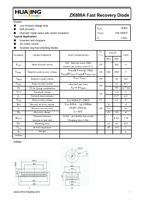 ZK800A Datasheet PDF ZHEJIANG HUAJING RECTIFIER CO.,LTD.