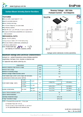 S10P100 Datasheet PDF HY ELECTRONIC CORP.