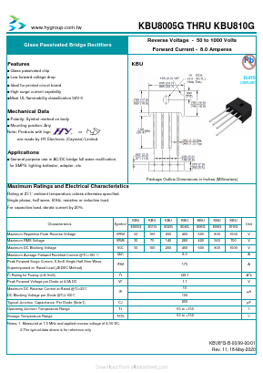 KBU804G Datasheet PDF HY ELECTRONIC CORP.