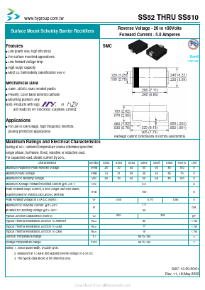 SS52 Datasheet PDF HY ELECTRONIC CORP.