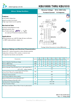 KBU10005 Datasheet PDF HY ELECTRONIC CORP.