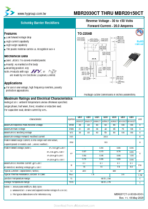 MBR2030CT Datasheet PDF HY ELECTRONIC CORP.