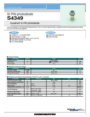 S4349 Datasheet PDF Hamamatsu Photonics