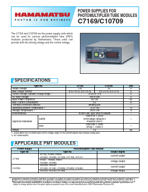 C7169 Datasheet PDF Hamamatsu Photonics