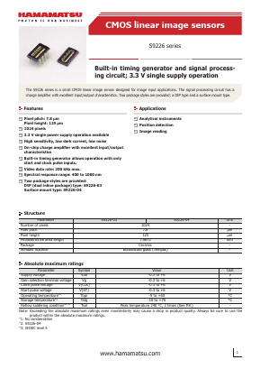 S9226 Datasheet PDF Hamamatsu Photonics